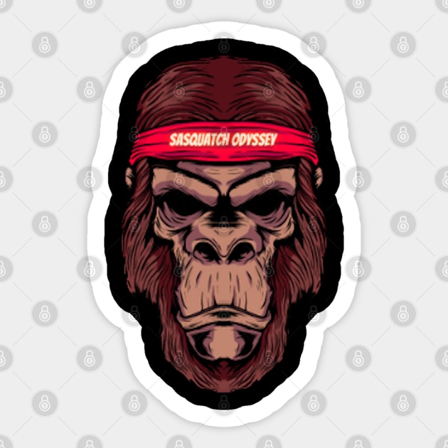 Bigfoot wearing a Sasquatch Odyssey headband! Sticker by Paranormal World Productions Studio